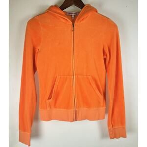 Vintage Juicy Couture Women’s Tracksuit Jacket Terry Cloth Orange Y2K Sz Medium
